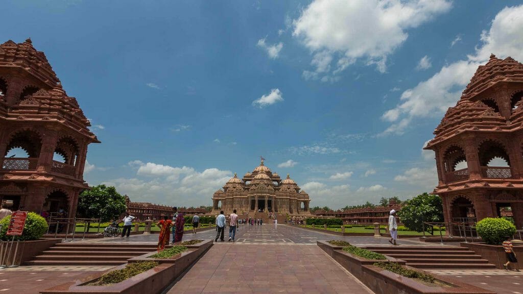 A distant view of the Akshardham Temple